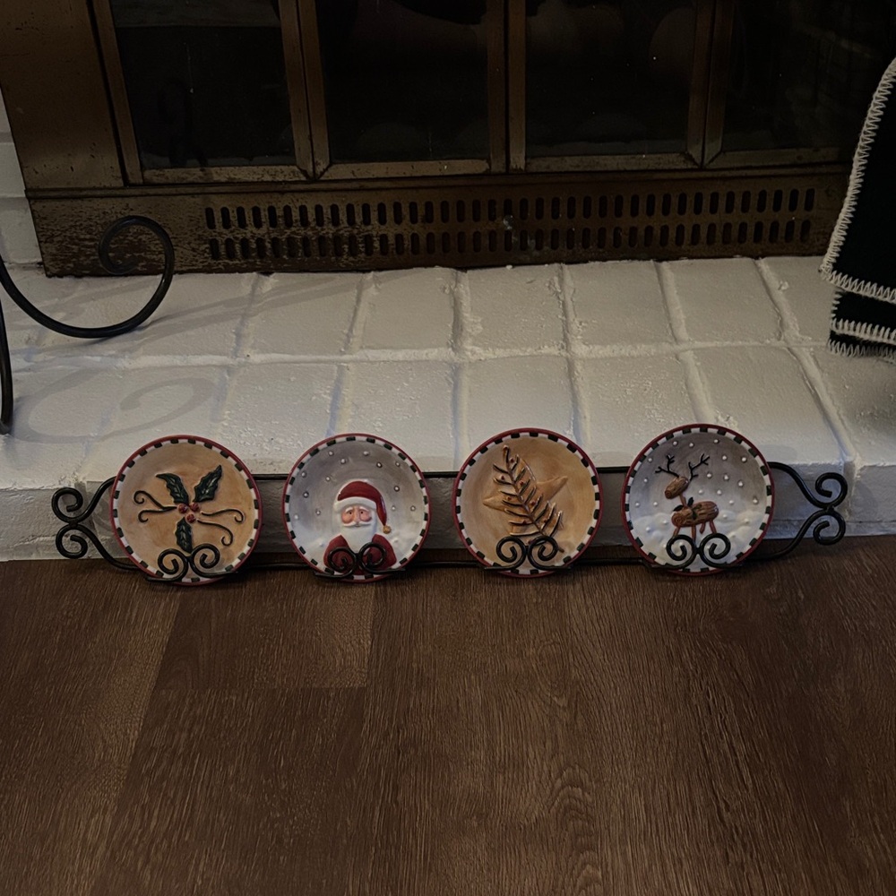 Festive Holiday Plate Set with Santa and Reindeer